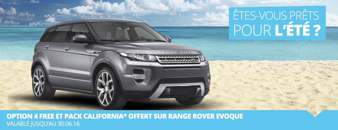 Option 4 Free + Pack California + Pack Remise en forme offert sur l’achat d’un Range Rover Evoque